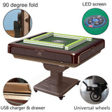 Folding Automatic Mahjong Mah jongg Table 36mm American Mahjong Numbered Tiles Foldable Style with 2 Sets of Tiles + 4 Racks Built-in Hard Table usamjtable