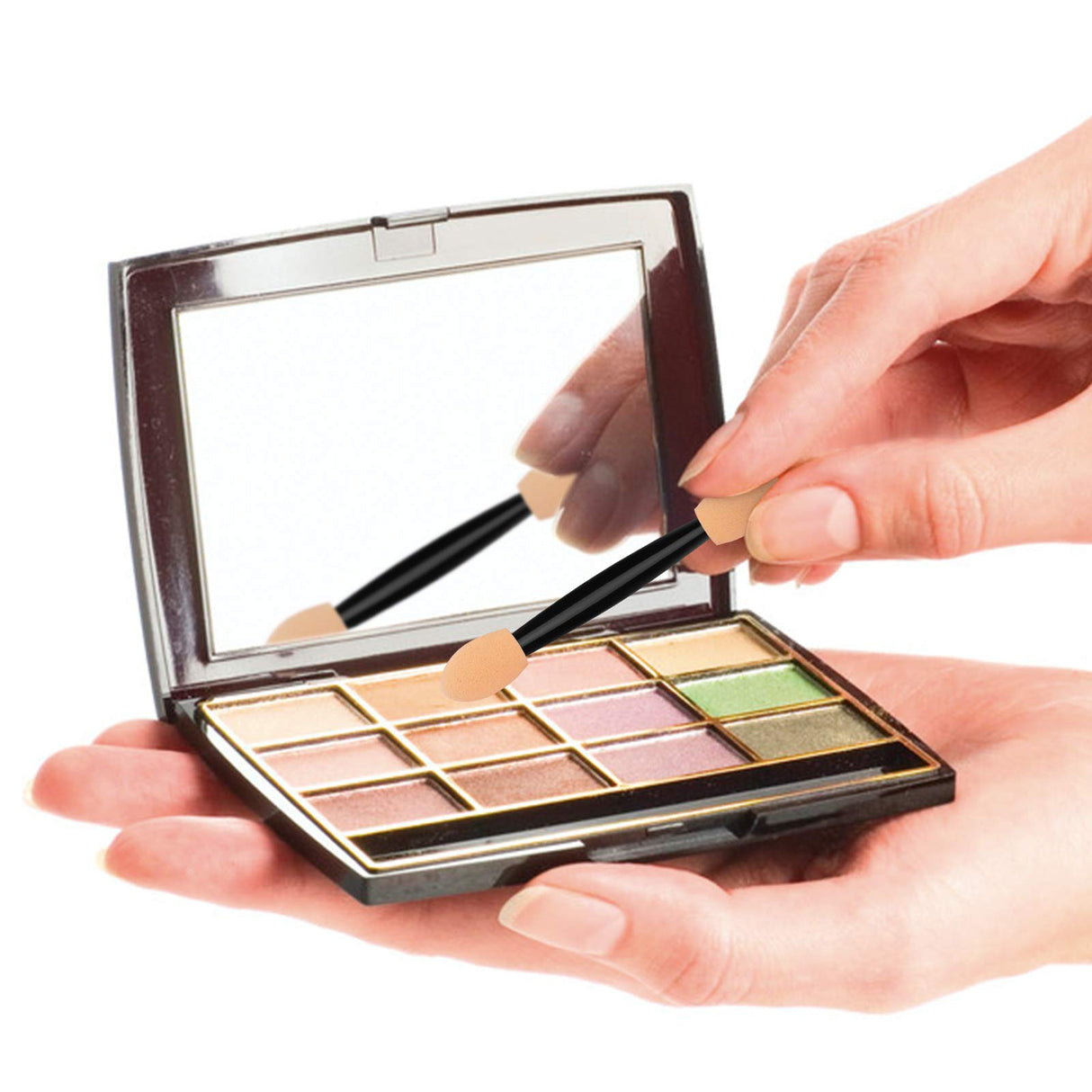 CHEFBEE 80pcs Eyeshadow Applicators with Container, Disposable Dual Sides Eyeshadow Brushes, Eyeshadow Sponge Applicator Makeup Applicators(Black) CHEFBEE