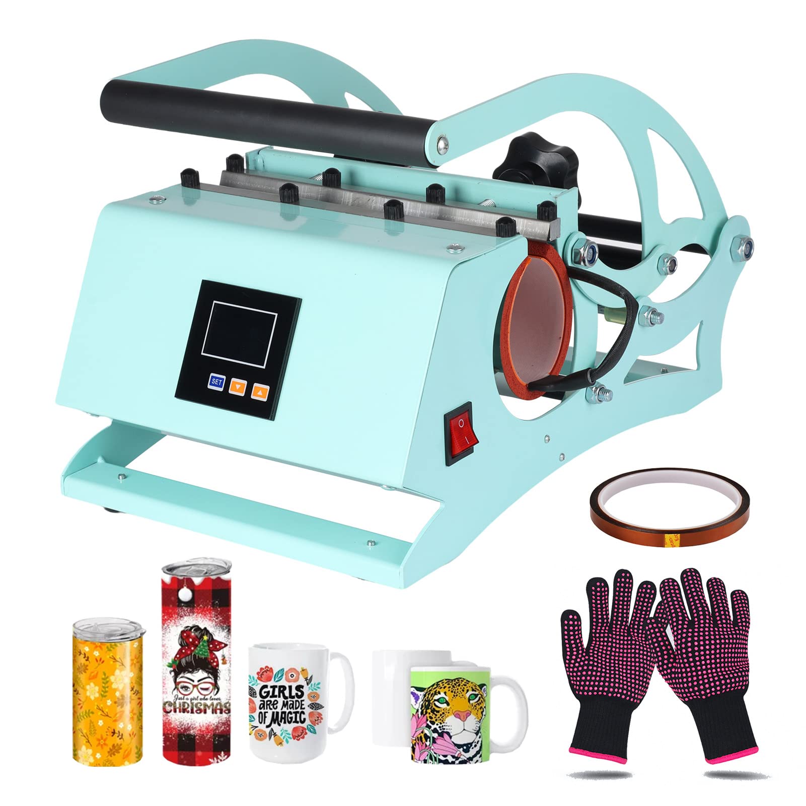 Tumbler Heat Press Machine，20oz Cup Heat Press DIY Sublimation for 11oz/15oz/16oz/20oz Straight Skinny Sublimation Tumblers Mugs Heat Transfer Print - WoodArtSupply