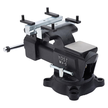 Yost MV-5 Multipurpose 5" Wide Jaw Homeowners Bench Vise | Industrial & Workshop-Grade Work Table Mechanic Tools for Wood Working, Metal Works, & DIY Yost Vises
