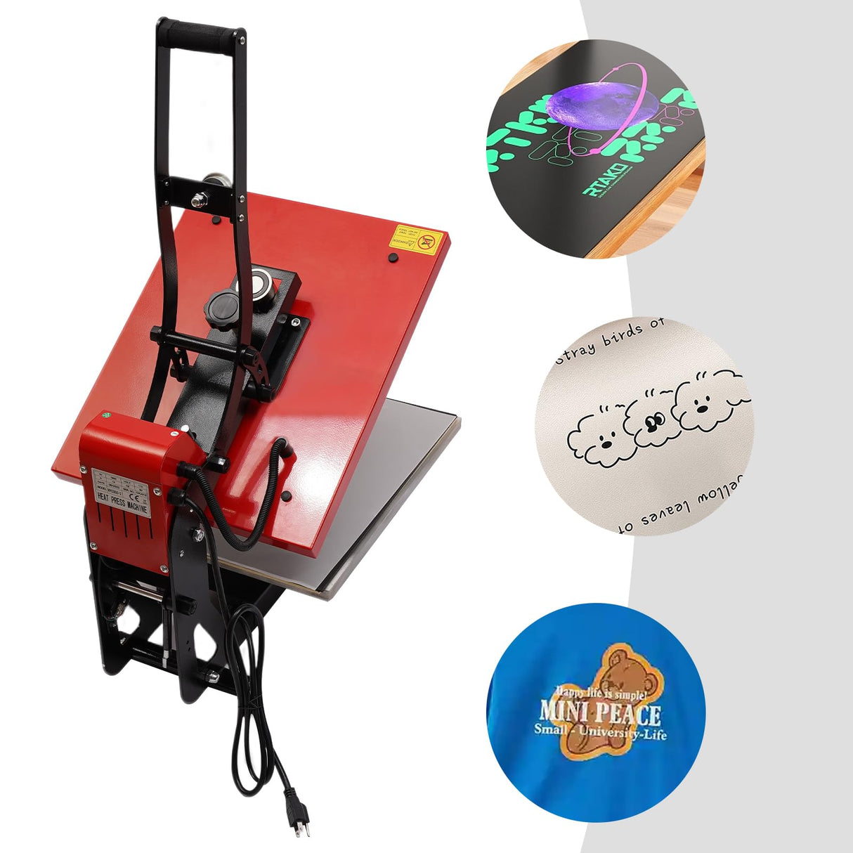 Heat Press Machine for T Shirt, 16"x20" Slide Out Auto Open Digital T-Shirt Printer Machine, Red Clamshell Semi-Automatic Sublimation Printer YIYIBYUS