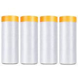 Painters Plastic With Tape, Pre-Taped Masking Film, 4 Rolls Automotive Best Tape and Drape, Paint Adhesive Protective Film Roll for Covering YOUMEIYUAN