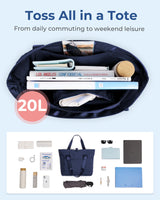 BAGSMART Tote Bag for Women, Foldable Tote Bag With Zipper Large Shoulder Bag Top Handle Handbag for Travel, Work BAGSMART