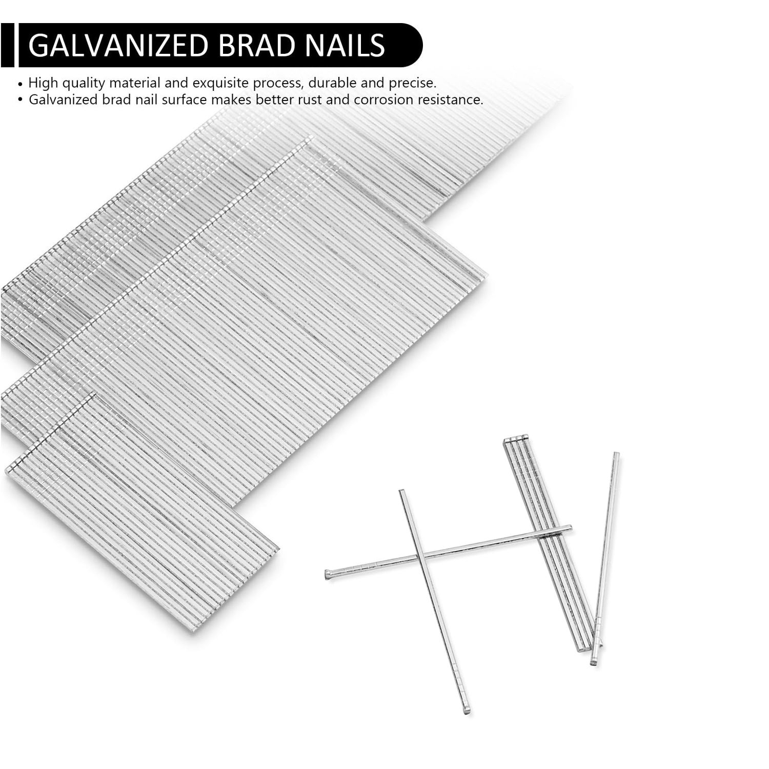 EYSOLD 18 Gauge Brad Nails 2inch,Galvanized Brad Nails Heavy Duty for Nail Gun for Upholstery, Trims, Molding, Woodworking 800pcs/Box EYSOLD