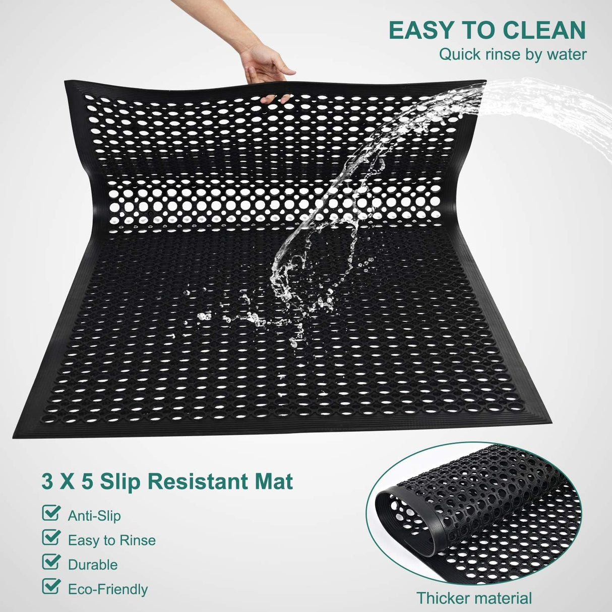 Anti Fatigue Rubber Floor Mat 2 Pack Restaurant Kitchen Mats for Floors Non-Slip Bar Floor Mats Door mat Drainage Mats Utility Garage Indoor Outdoor YOSHIKO