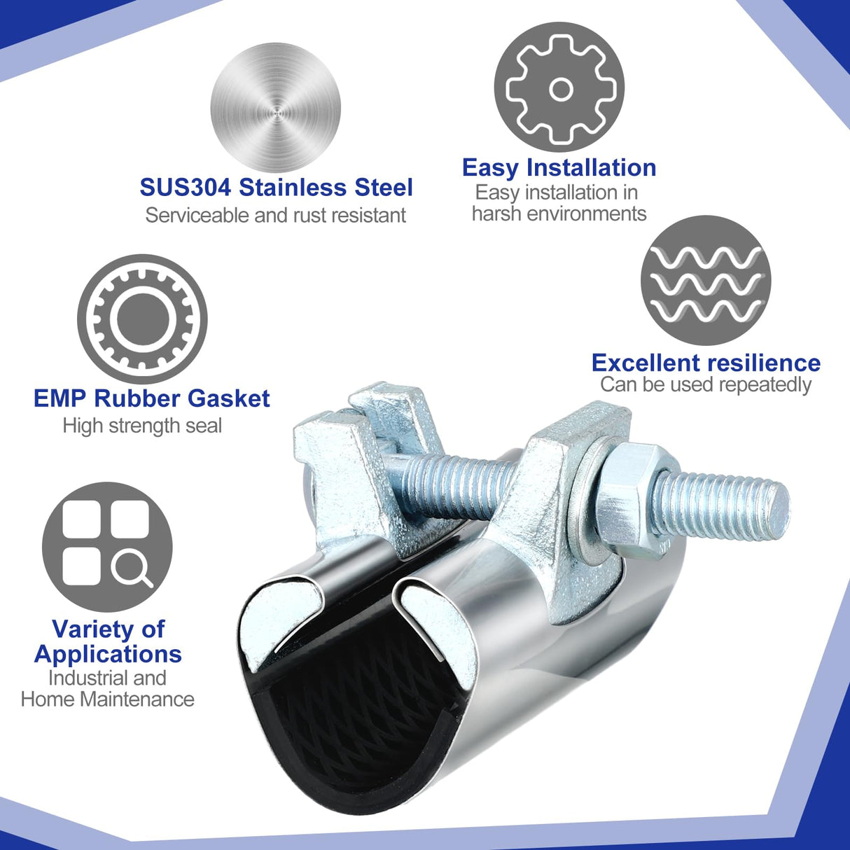 Tandefio 2 Pcs IPS Pipe Repair Clamp 304 Stainless Steel Pipe Clamp Patching and Repairing Leaky Pipes 3 Inch Length Suitable for Copper Pipes Tandefio