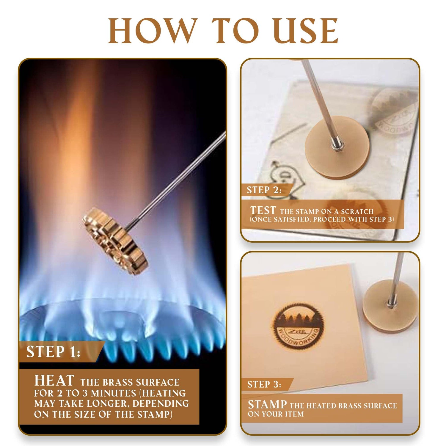 Custom Metal Branding Iron for Wood, Food & Leather - Personalised Stamp Kit for Logo, Name & Designs TESFANS