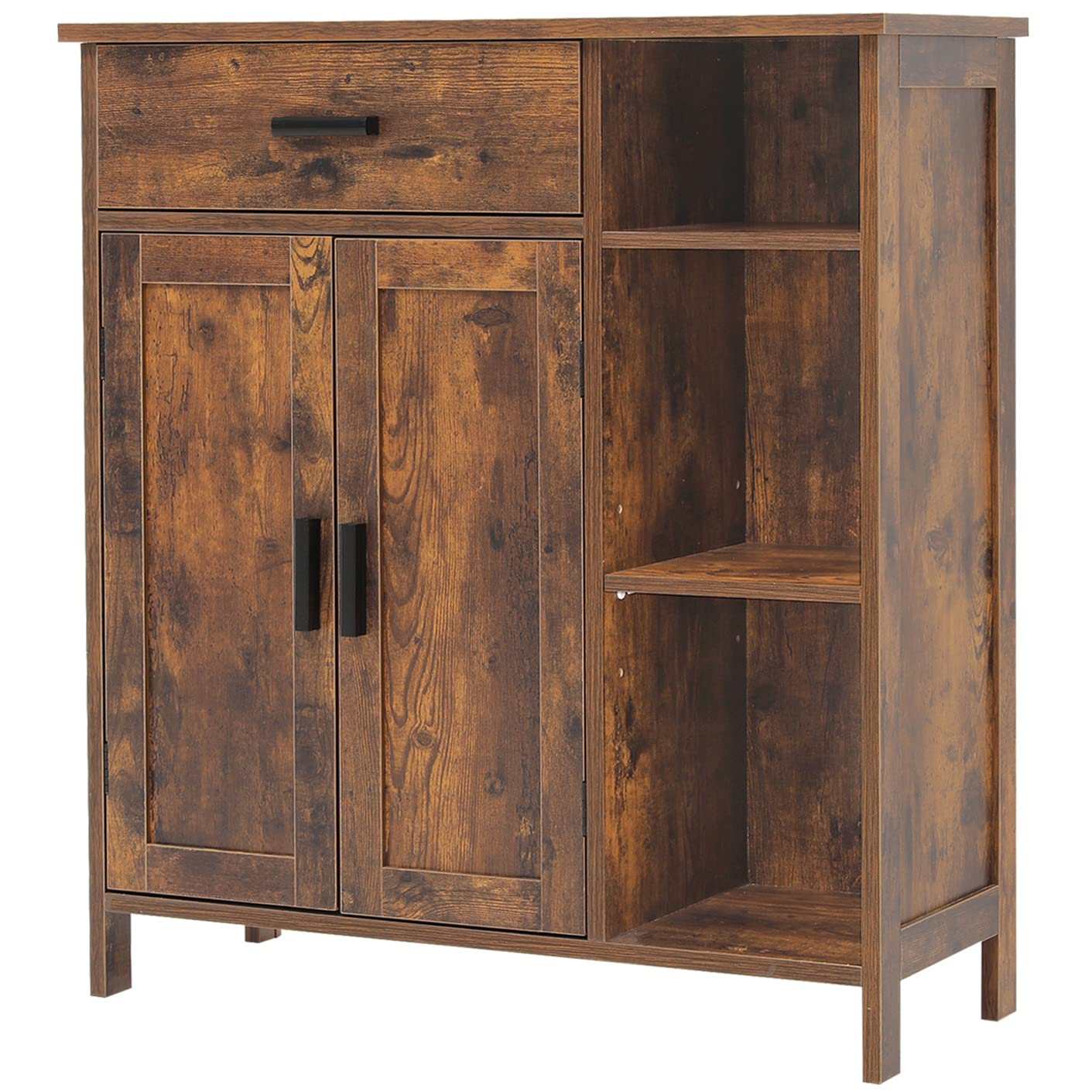 WEENFON Storage Cabinet with Doors and Shelves, Floor Storage Cabinet with Drawer, Accent Cabinet for Living Room, Hallway, Kitchen, Rustic Brown - WoodArtSupply