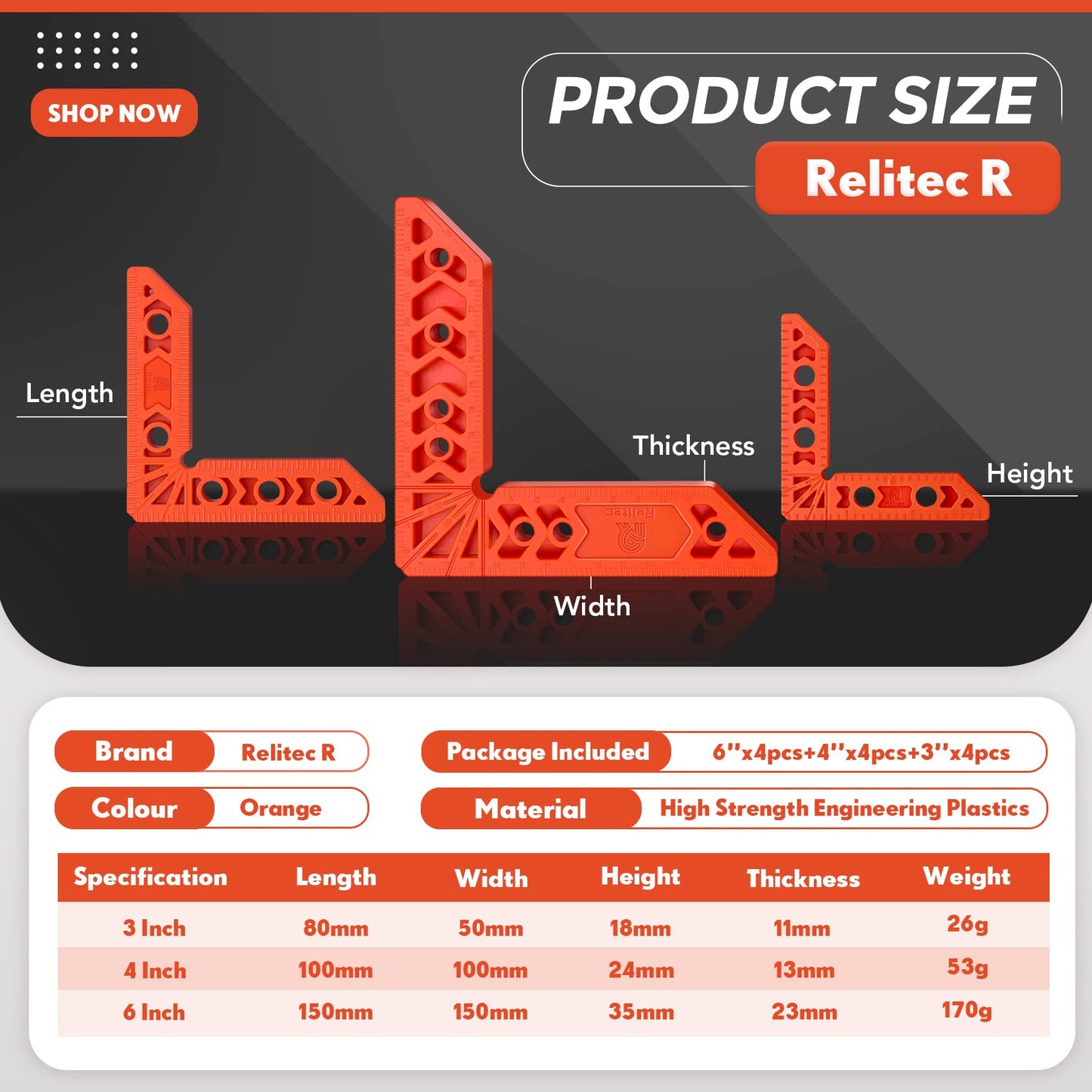 Relitec R 90 Degree Corner Clamp Clamping Square for Woodworking Positioning Squares Right Angle Clamp Tool Wood Clamps for Gluing Cabinets Picture - WoodArtSupply