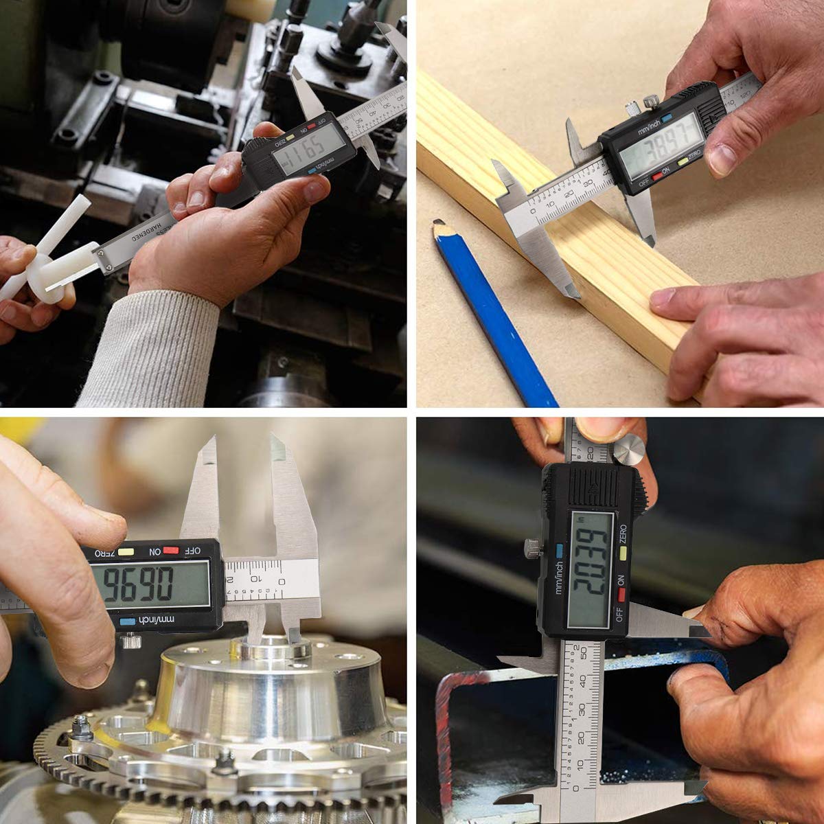 Caliper Measuring Tool, Qfun Vernier Digital Caliper Stainless Steel 6 Inch/150mm, Digital Micrometer Waterproof, Easy Switch from Inch to Qfun