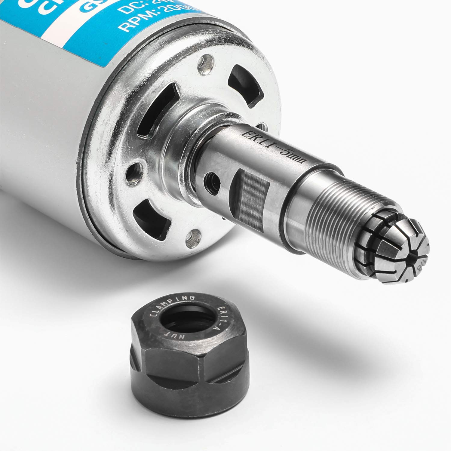 Genmitsu GS-775M 20000RPM 775 CNC Spindle Motor with 5mm ER11 Collet Set, CNC 3018 Upgraded Accessories, DC 24V, High Power, Noise Suppression, Genmitsu