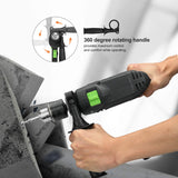 GALAX PRO 5Amp 1/2-inch Hammer Drill with 105pcs Accessories, Variable Speed 0-3000, Hammer and Drill 2 Functions in 1, 360°Rotating Handle, Depth GALAX PRO