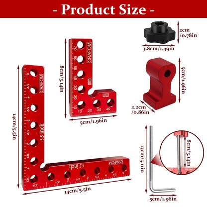 CRAFOM 90 Degree Corner Clamping Squares, Positioning Squares Set of 4 (3" 5.5"), wood working tools, Aluminum Alloy Right Angle clamp,Corner Clamps - WoodArtSupply
