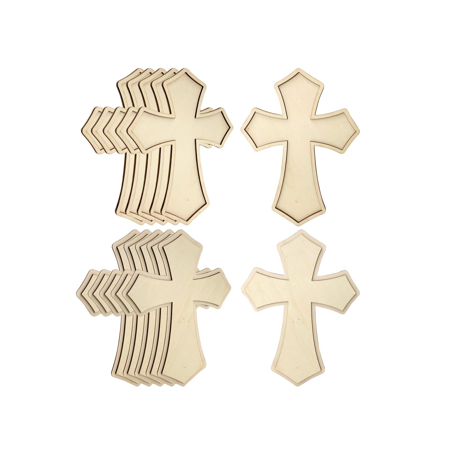12 Inch 12 Pieces Wood Cross Antique Shaped Unfinished Wooden Cross Layered and Framed Cross for Hobby Crafts Cregugua