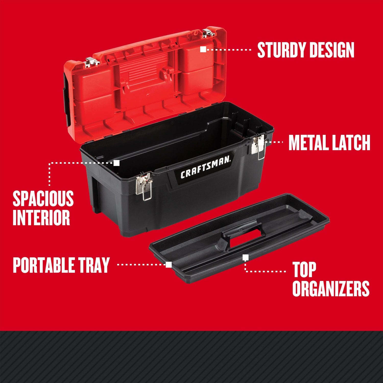 CRAFTSMAN Tool Box, Lockable 20-inch with Removable Tray and Small Parts Storage (CMST20901) Craftsman