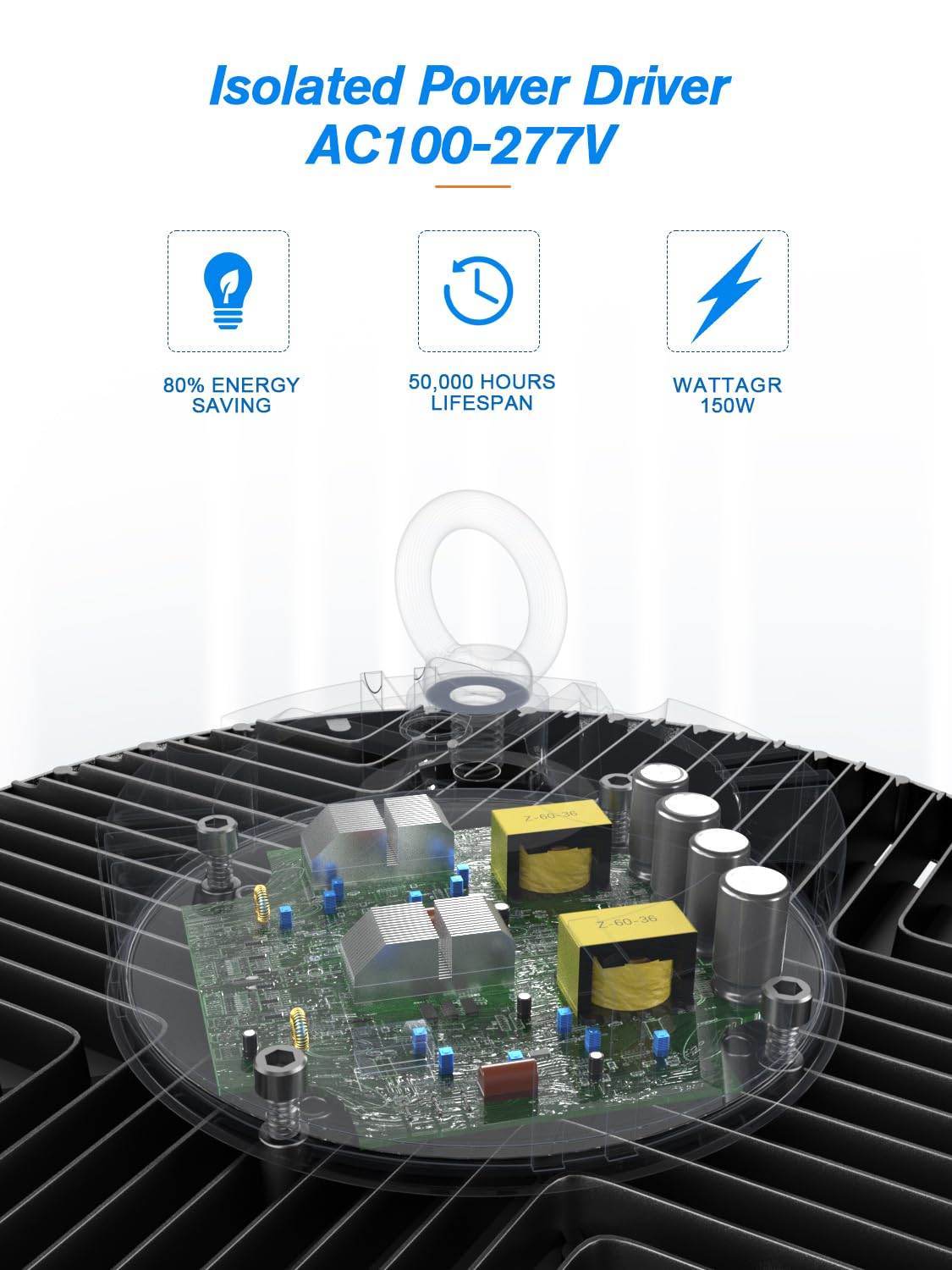 ELEKICO UFO Led High Bay Light Shop Lights 150W 21000Lm 5000K Daylight with Plug, UFO High Bay Lights for Garage Warehouse Workshop Factory Barn ELEKICO