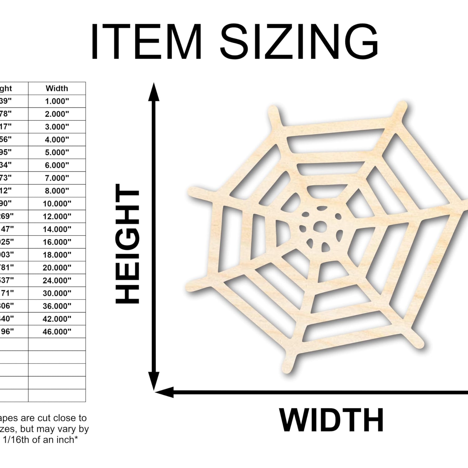 Unfinished Wood Spider Web Shape - Insect - Animal - Wildlife - Craft - up to 24" DIY 8" / 1/8" 24 Hour Crafts