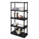 Gracious Living Knect-A-Shelf 5 Tier Ventilated Heavy Duty Shelving Storage Unit Organizer System for Home, Garage and Basement, Black Gracious Living