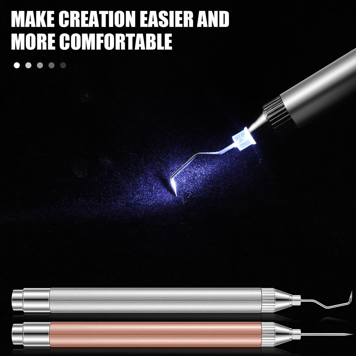 Therwen 2 Pcs LED Weeding Tools for Vinyl Weeding Vinyl Tool with Light Pin Hook Lighted Weeding Pen for Removing Iron on Tiny Vinyl Paper Silhouette Therwen