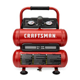 CRAFTSMAN Air Compressor Portable Air Tool Twin Tank 2Gallon, 1/3 HP Oil-Free Max 125 PSI Pressure, Model: CMXECXA0220242, Red Craftsman