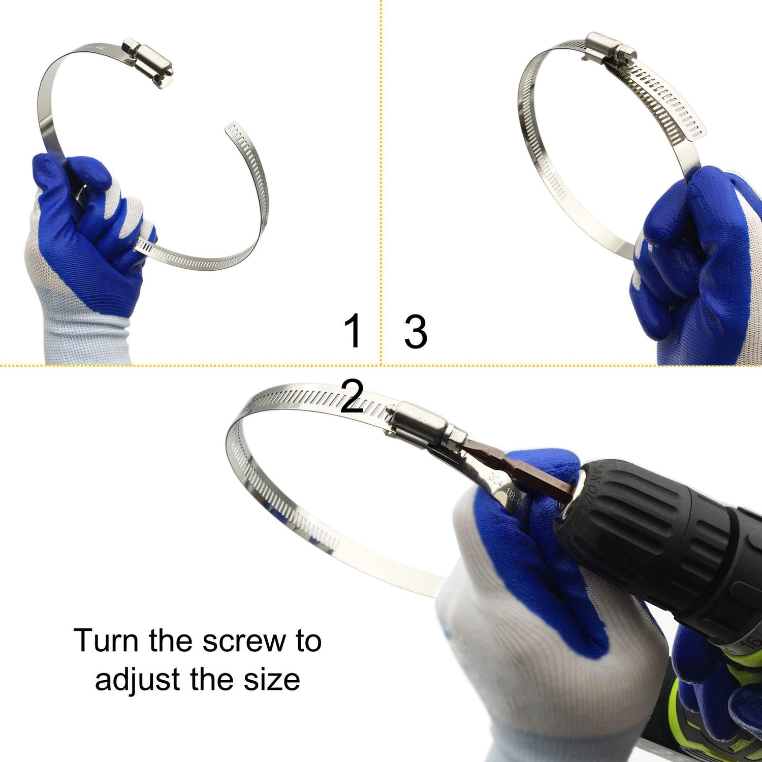 EesTeck 4" (Diameter) Adjustable 304 Stainless Steel Duct Clamps Pipe Clamp Air Ducting Clamp worm drive hose clamps (4Pcs) EesTeck