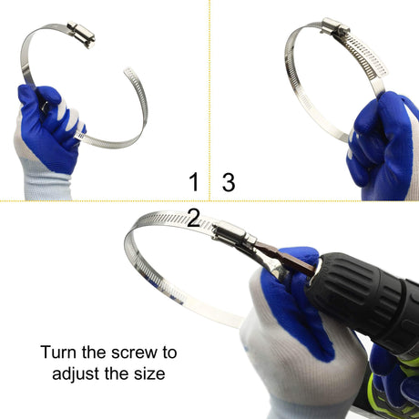 EesTeck 4" (Diameter) Adjustable 304 Stainless Steel Duct Clamps Pipe Clamp Air Ducting Clamp worm drive hose clamps (4Pcs) EesTeck