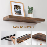 Floating Shelves for Wall, Large Floating Shelf 24" x 9", Rustic Brown Wooden Wall Shelves for Home Decor & Storage, Hanging Bathroom Shelves, Fun Memories