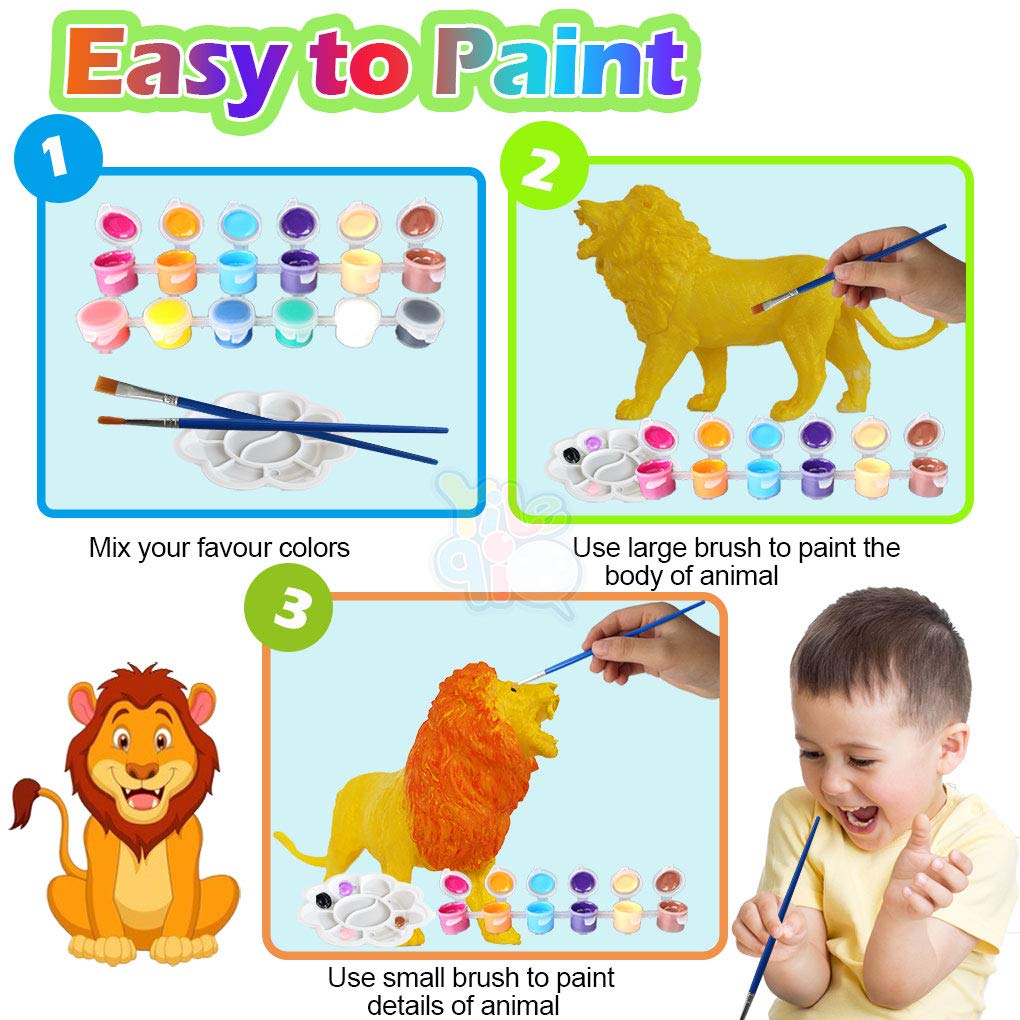 Yileqi Safari Animal Painting Kit for Kids Crafts and Arts Set, Jumbo Jungle Animal Toy Art and Crafts for Boys Girls Age 4 5 6 7 8 Years Old, DIY Yileqi