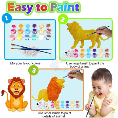 Yileqi Safari Animal Painting Kit for Kids Crafts and Arts Set, Jumbo Jungle Animal Toy Art and Crafts for Boys Girls Age 4 5 6 7 8 Years Old, DIY - WoodArtSupply