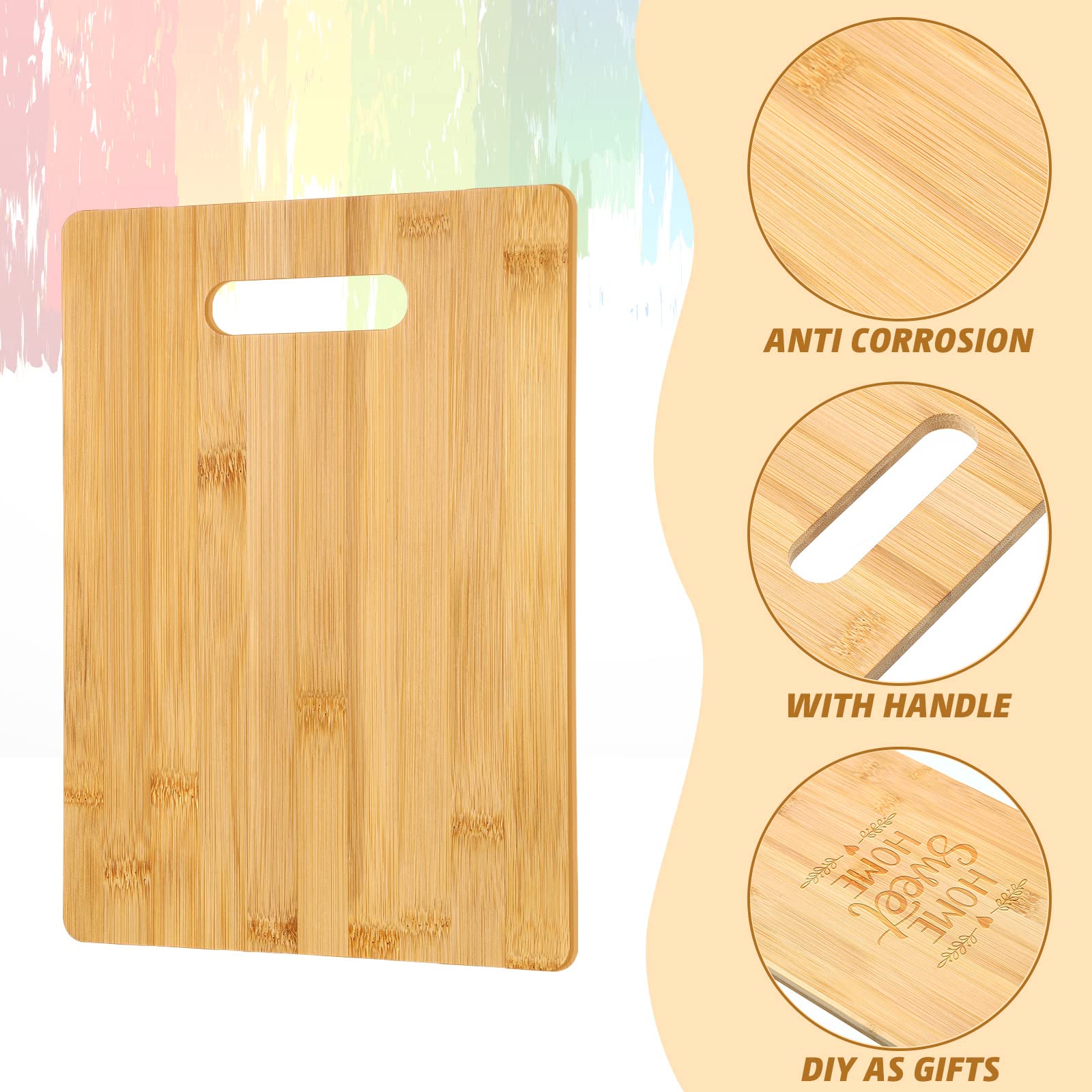 18 Pack Bulk Cutting Board Plain Large Bamboo Cutting Board Set Chopping Board with Handles Blanks Laser Engraving Cutting Board for Customized, - WoodArtSupply