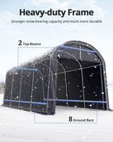 KING BIRD 10' x 20' Heavy Duty Carport Round Style Outdoor Instant Garage Anti-Snow Car Canopy with Reinforced Ground Bars KING BIRD