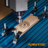 POWERTEC 71661-P2 Mini T Track Hold Down Clamps Woodworking Series, 3-3/4” x ¾ Reinforced Plastic Clamps with Steel T-Bolts, 4 PK POWERTEC