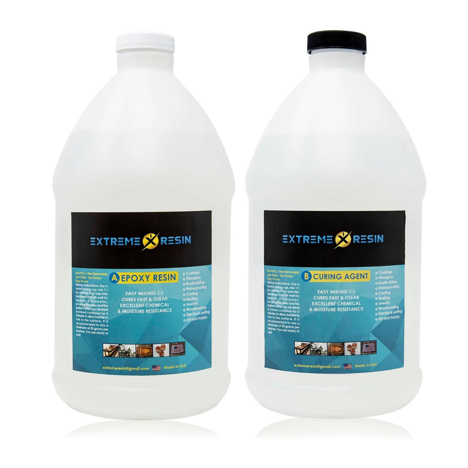 EXTREME RESIN Superior Clear Epoxy Resin Commercial Grade for General Use No VOC Self Leveling Non-Flammable 1 Gallon Kit 1:1 Extreme Resin