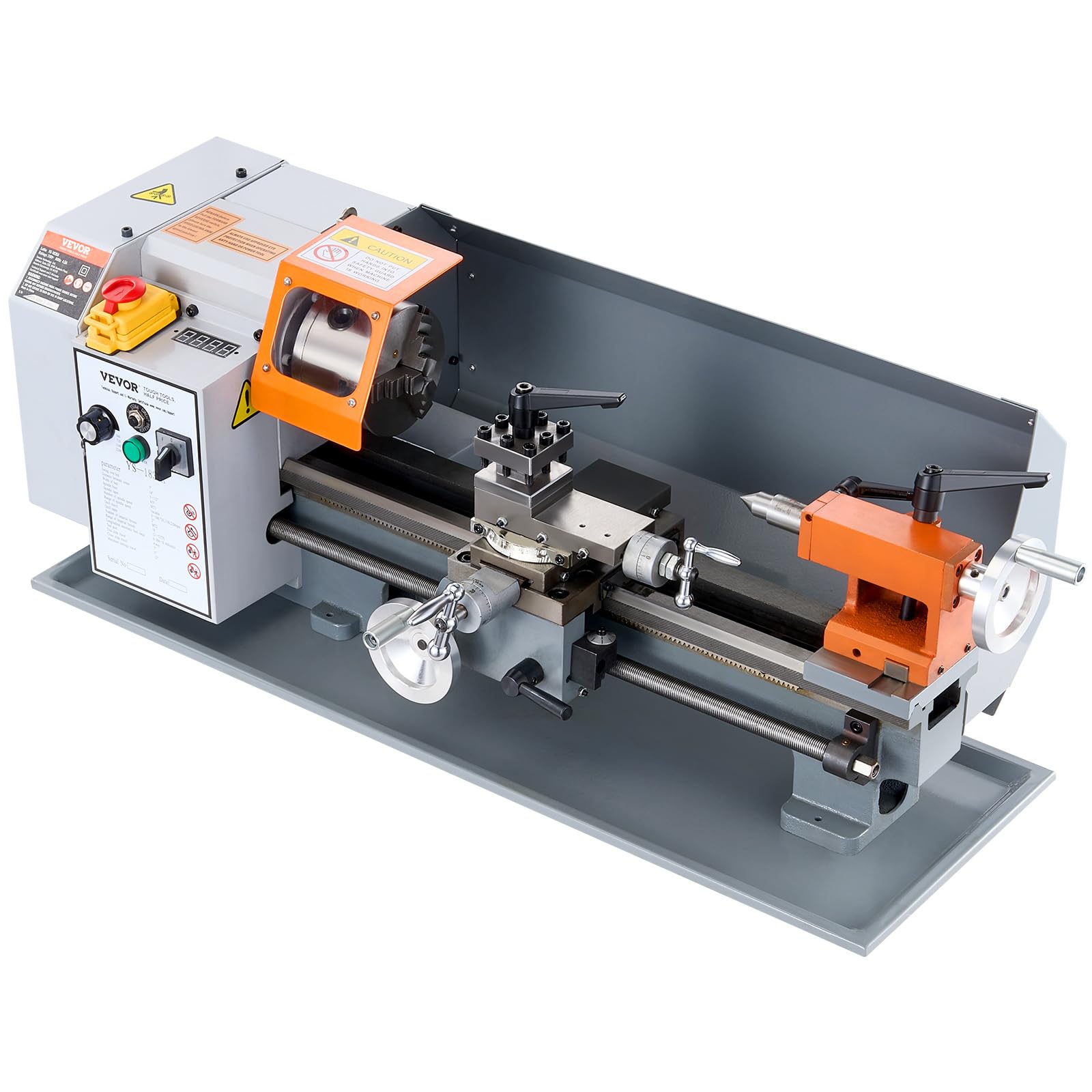 VEVOR Metal Lathe Machine, 7'' x 13.78'', Precision Benchtop Power Metal Lathe, 0-2200 RPM Continuously Variable Speed, 500W Brush Motor Metal Gears, - WoodArtSupply