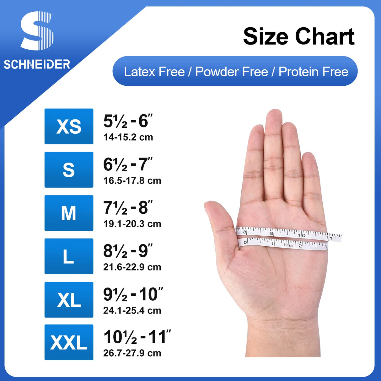 Schneider Nitrile Exam Gloves, 4mil, Blue, Large 100-ct Box, Disposable Latex / Powder-Free, Food Safe Rubber Medical / Cleaning Gloves for Cooking & Schneider