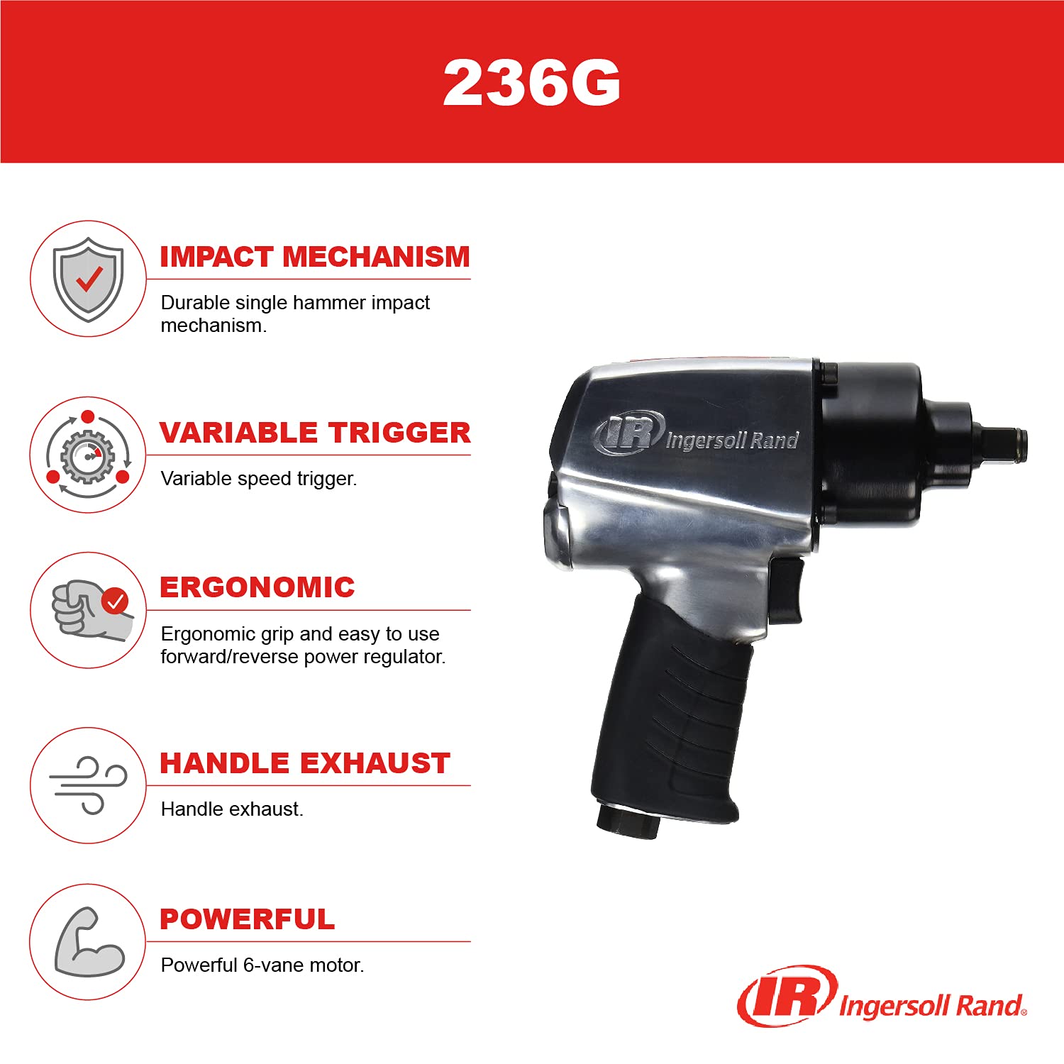 Ingersoll Rand 236G 1/2-Inch Edge Series Air Impactool, Silver Ingersoll Rand