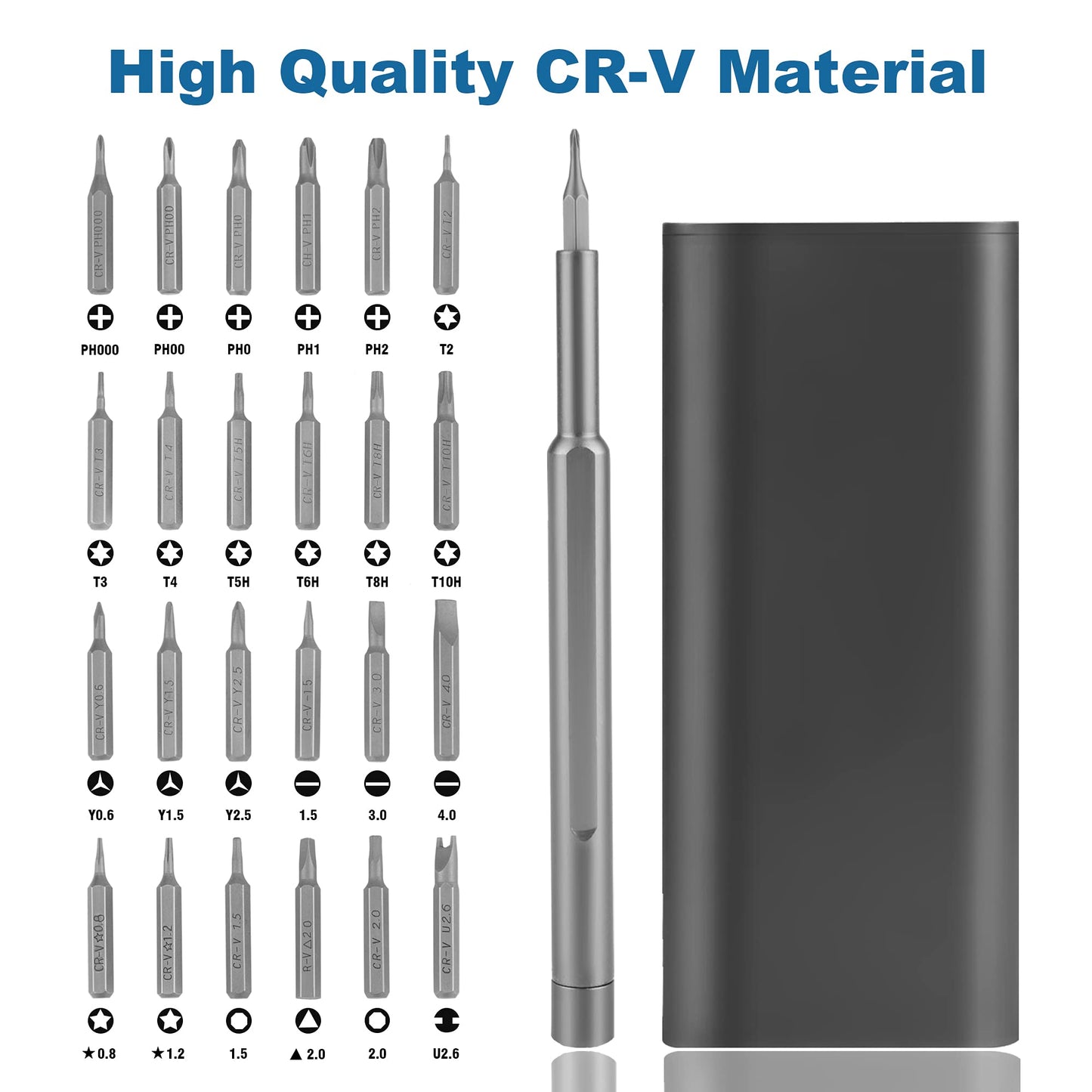 XOOL Precision Screwdriver Set Magnetic, 25 in 1 with 24 Piece Small Screwdriver Set, Mini Pocket Screwdriver kit Magnetic for Computer/Xbox/ PS3/ - WoodArtSupply