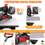 AKEYDIY 8 in 1 Heat Press, 12x15 Heat Press Machine for Tshirts, 360° Swing Away Shirt Press Machine for Sublimation, Multifunction Heat Press AKEYDIY