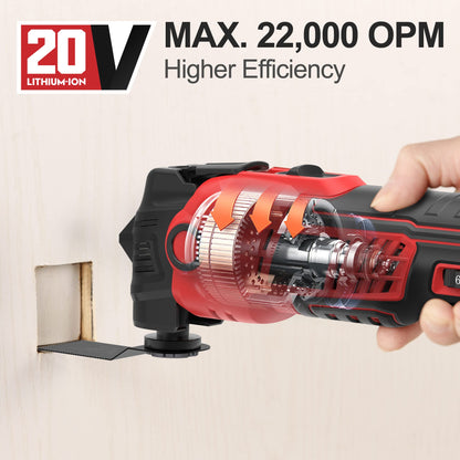 POPULO 20V Cordless Oscillating Tool Kits, 22000 OPM Variable Speed, 4.5° Oscillating Angle Multi Tool, 27 Piece Battery Powered Multi-Tool for