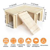 Chngeary Guinea Pig Hideout and House: Multi Chamber Wooden Guinea Pig Castle with Ladder, Cage Accessories for Chinchilla Dwarf Rabbits Hamster Chngeary