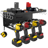 Ensayeer Power Tool Organizer, Cordless Drill Storage, Drill Holder Storage Wall Mount Shelf Rack, Charging Station to optimize Garage Organization Ensayeer