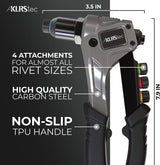 KLRStec Professional Rivet Gun Kit incl. 120 Pop Rivets and 4 HSS Drills - High quality Pop Rivet Tool Kit for processing Blind Rivets KLRS