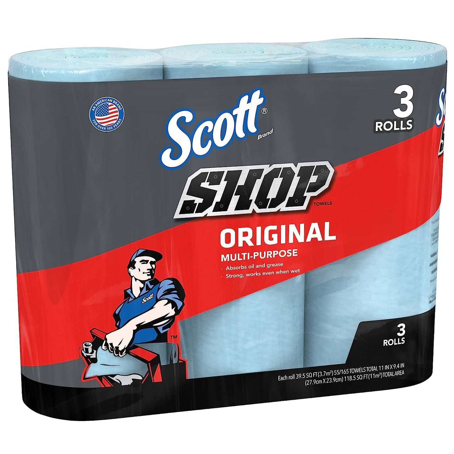 Scott Shop Towels, Blue - 55 Towels/Roll (Pack Of 3)