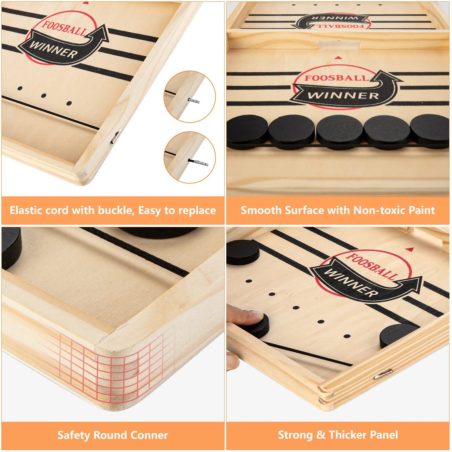 Kongwal Large Sling Puck Game, Foosball Winner Board Game, Wooden Hockey Table Game, Fast Paced Slingshot Game Board, Rapid Sling Table Battle Speed kongwal