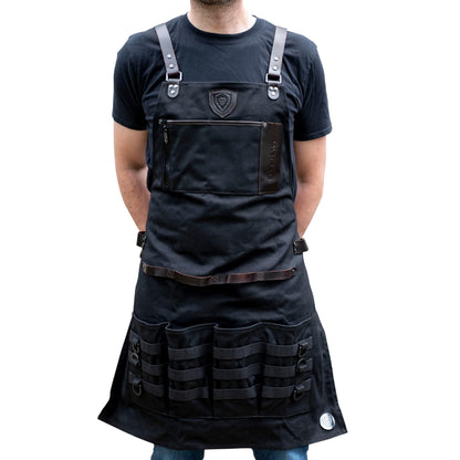 Dalstrong Professional Chef's BBQ Pitmaster Apron - Heavy-Duty Waxed Canvas - Grill Apron - 4 Storage Pockets - Genuine Leather Accents - Adjustable - WoodArtSupply