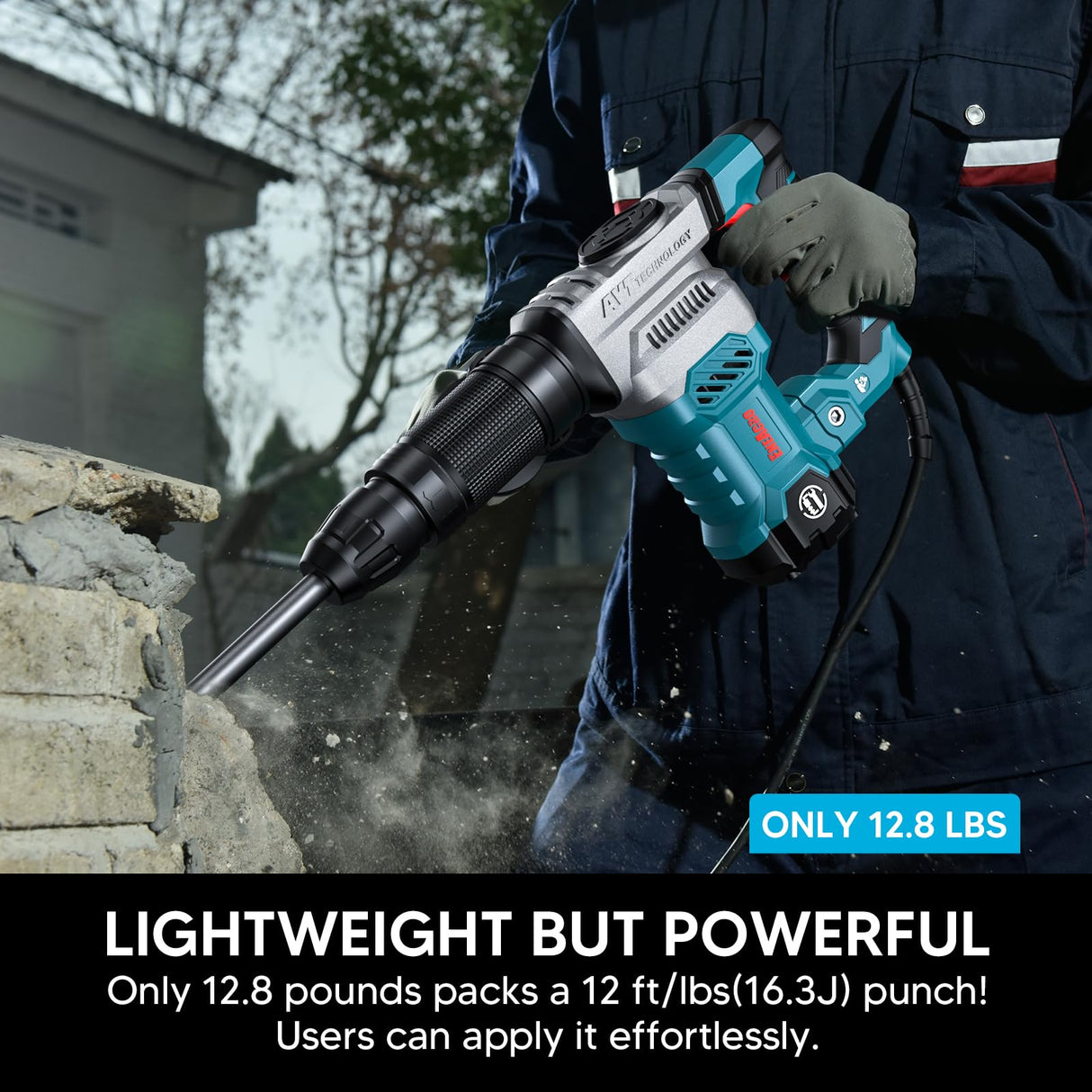 ENEACRO SDS-Max Demolition Jack Hammer for Concrete, Heavy Duty 11 Amp Electric Demo Chipping Hammer，Aluminum Alloy Shell, Vibration Control, ENEACRO