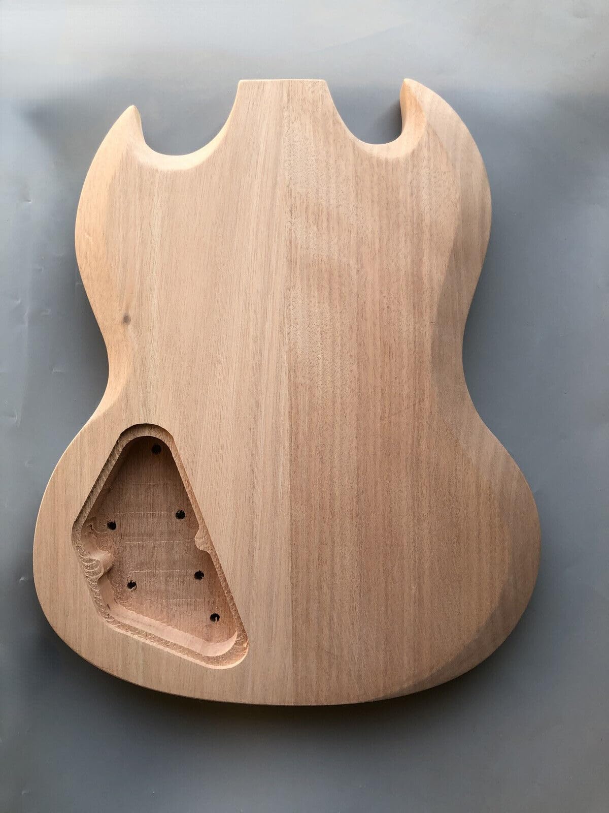 WUQIMUSC Unfinished guitar body mahogany wood DIY for SG style HHH pickups Set In Heel - WoodArtSupply