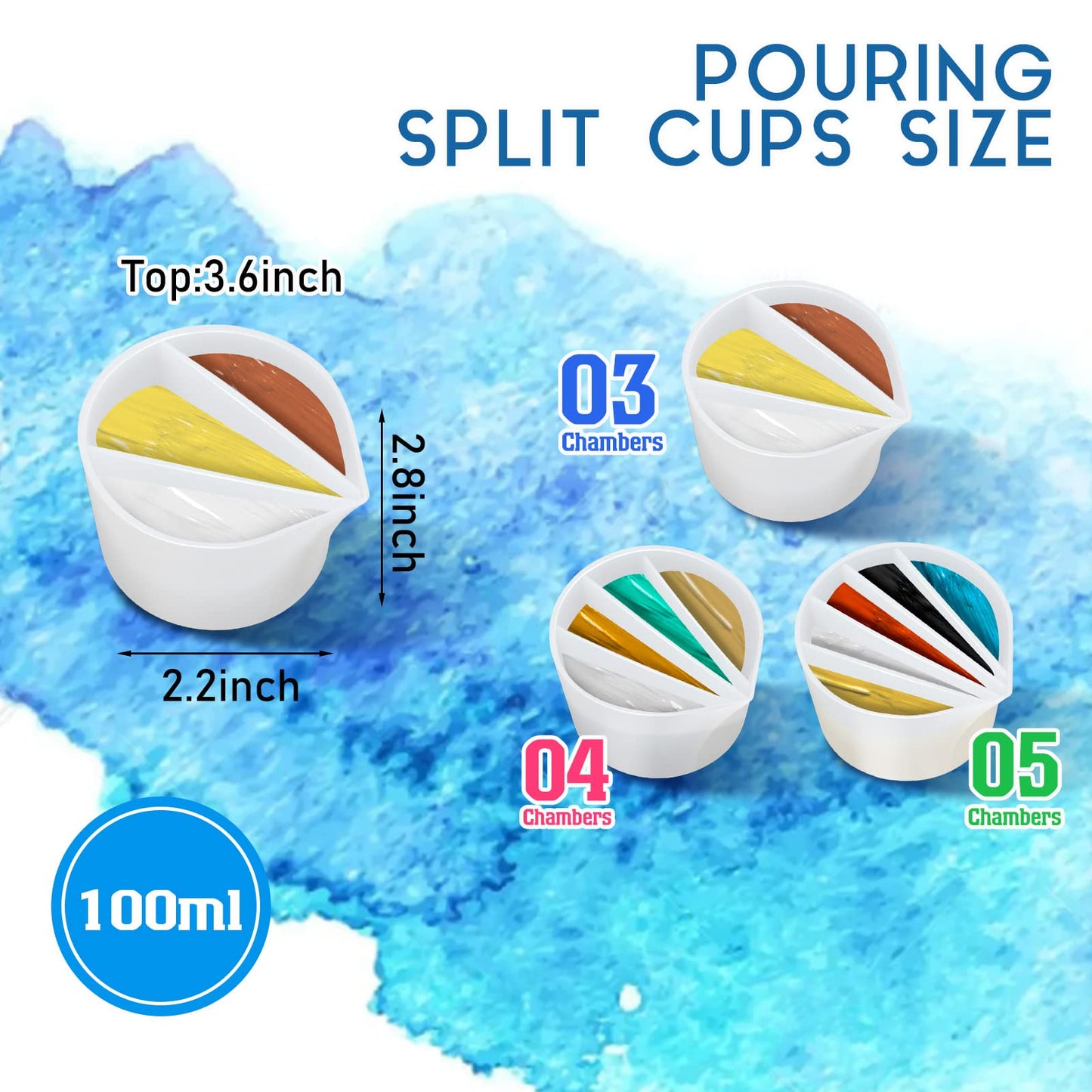 7 Pcs Paint Pour Cup Bundle 3 Pcs Acrylic Paint Pouring Cup Multi Channel Split Cup for Paint Pouring 2 Pcs Large Open Cup 2pcs Flower Pour Cup for - WoodArtSupply