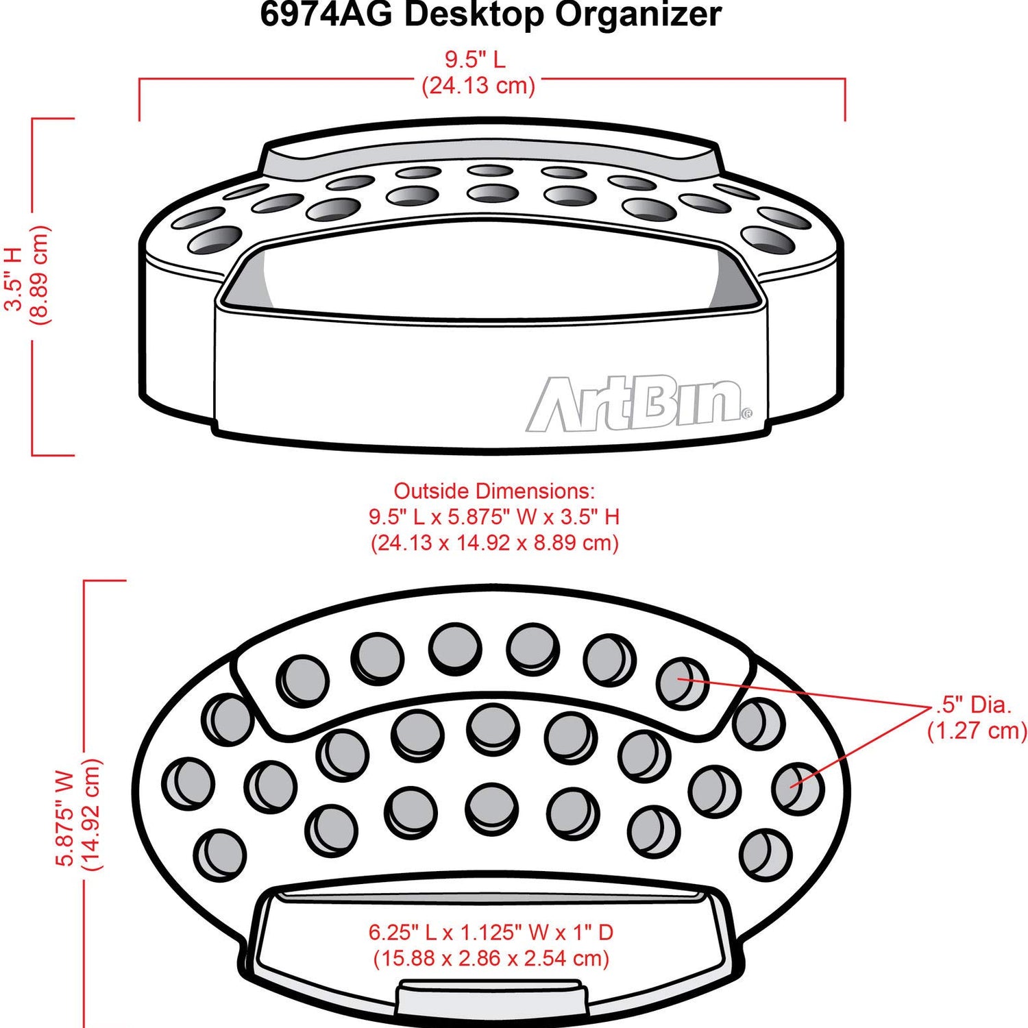 ArtBin 6974AG Desktop Accessory Storage with 24 Slots, [1] Art & Craft Organizer, White ArtBin
