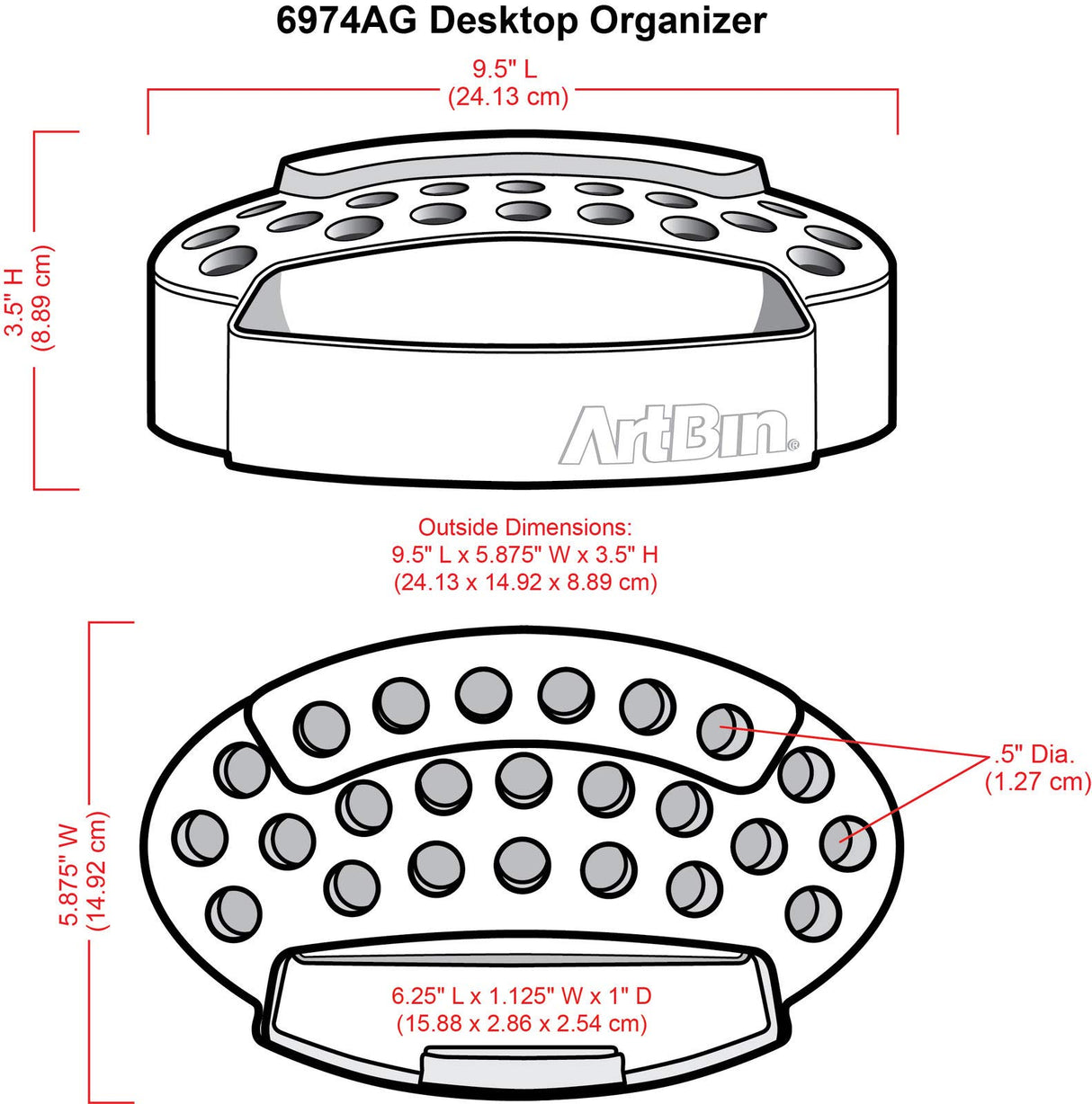 ArtBin 6974AG Desktop Accessory Storage with 24 Slots, [1] Art & Craft Organizer, White ArtBin